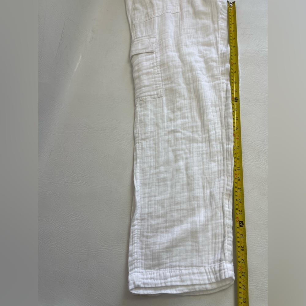 Aeropostale White Gauze Wide Leg Cargo Pants Coastal Beach Lightweight Small - Picture 7 of 14